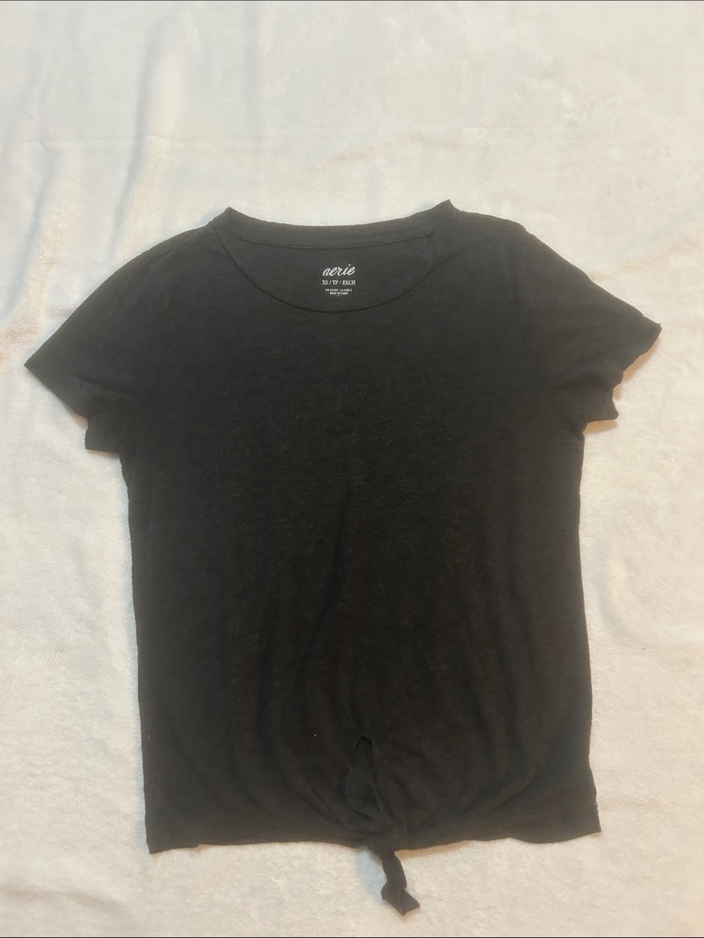 aerie Women’s Black Short Sleeve Tie-Front Tee Size XS